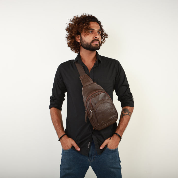 Leather Sling Bag - Black