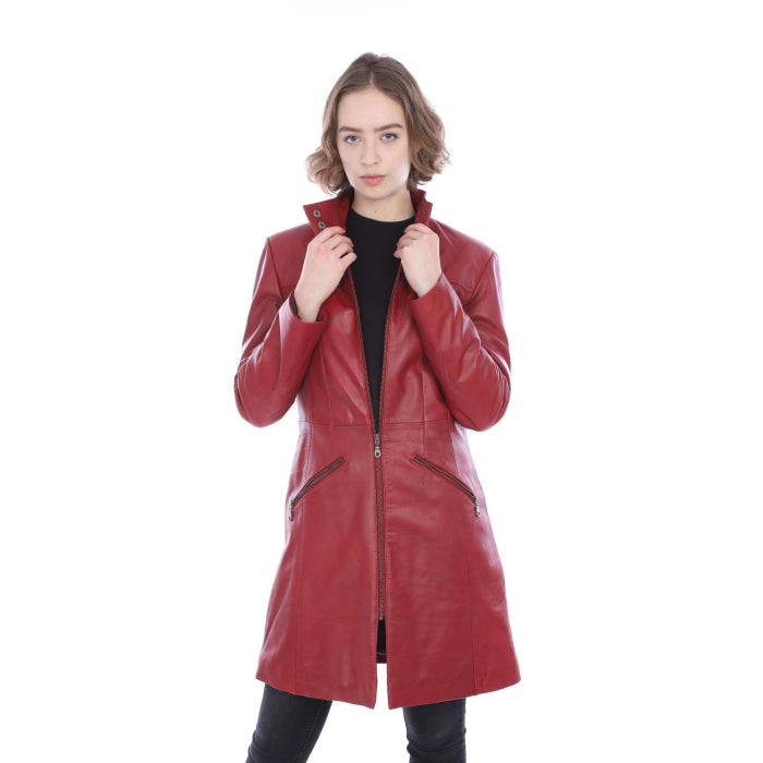 Ladies 3/4 length Zip Up Red