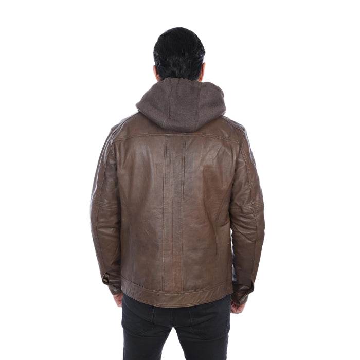 Leather Jacket With Hood