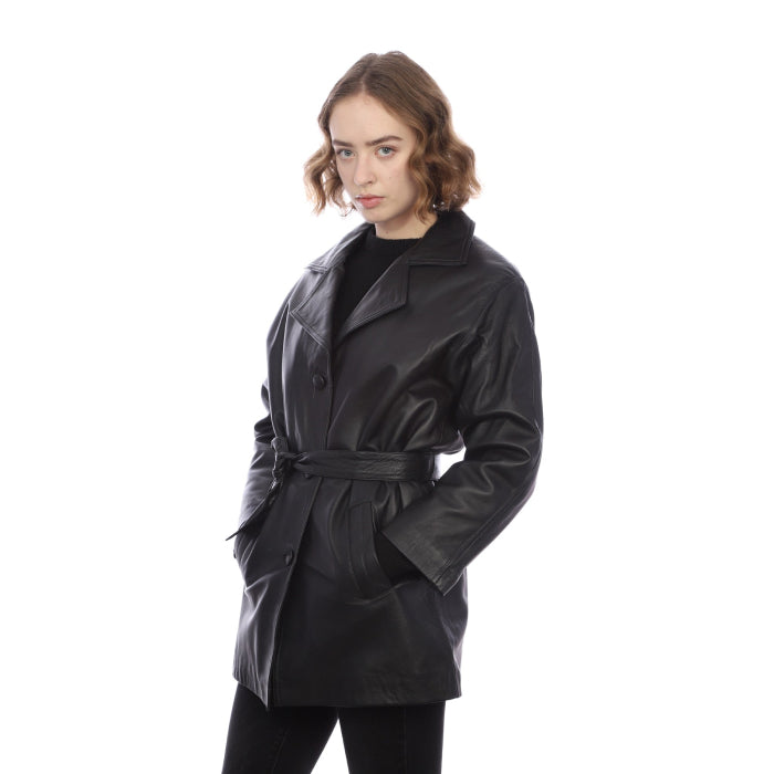 Ladies Belted Leather Jacket