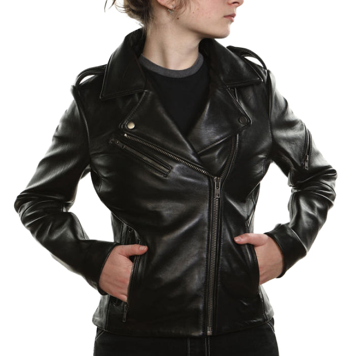 Rebel Ladies Biker Jacket - Tan