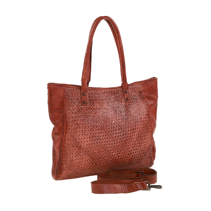 Vintage Leather Weave Bag - Tan