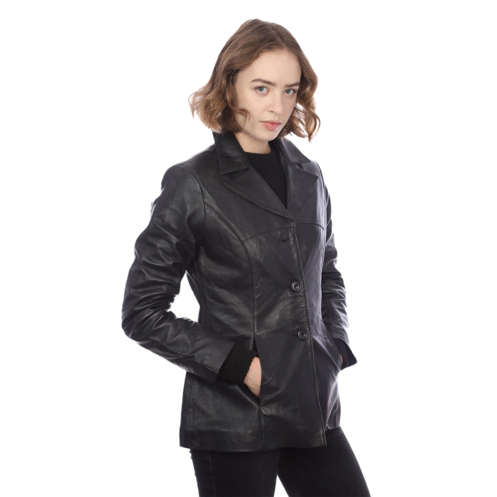 Ladies Leather Button Up