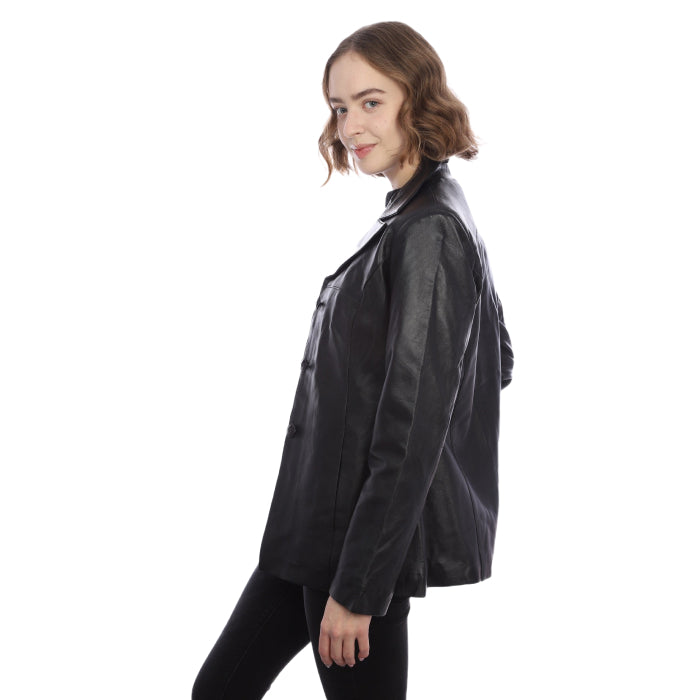 Ladies Leather Button Up