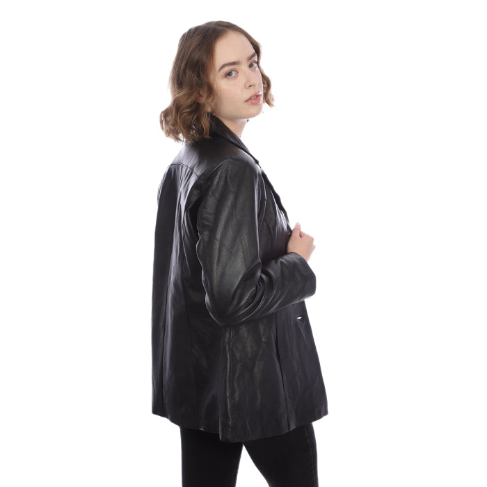 Ladies Leather Button Up