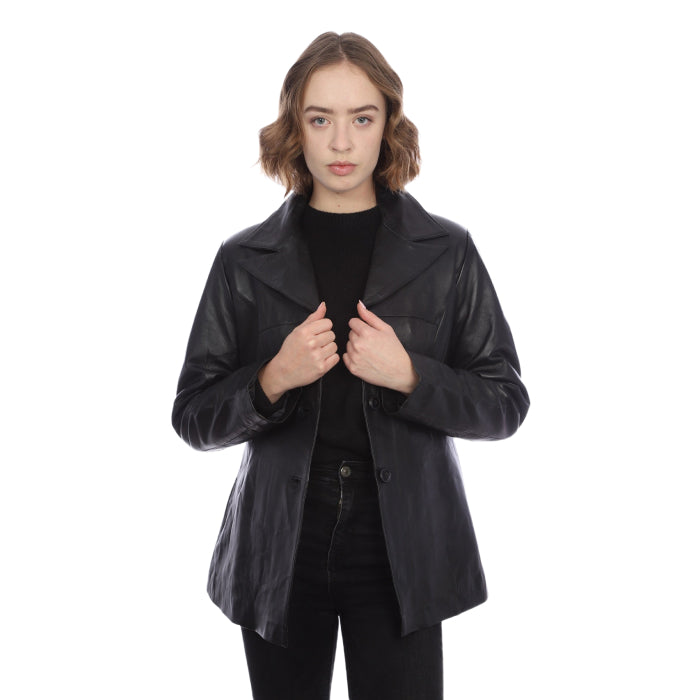 Ladies Leather Button Up