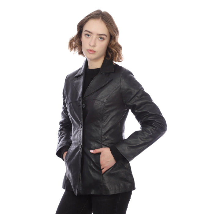 Ladies Leather Button Up