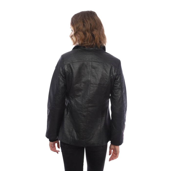 Ladies Leather Button Up