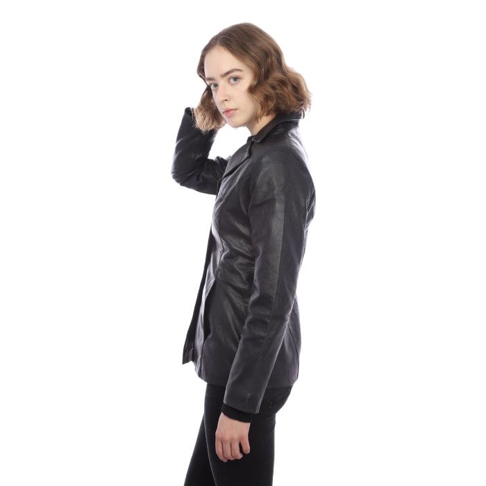 Ladies Leather Button Up