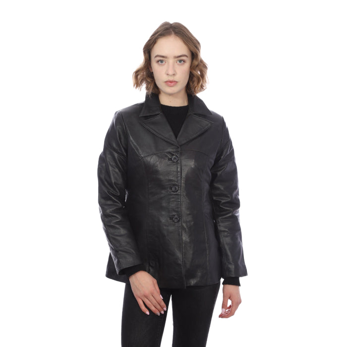 Ladies Leather Button Up