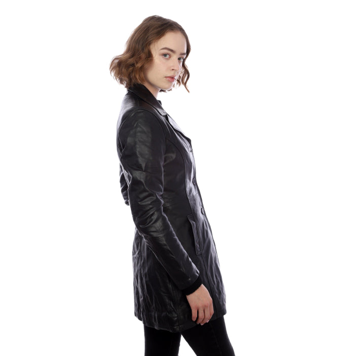 Cinched Leather Button Up