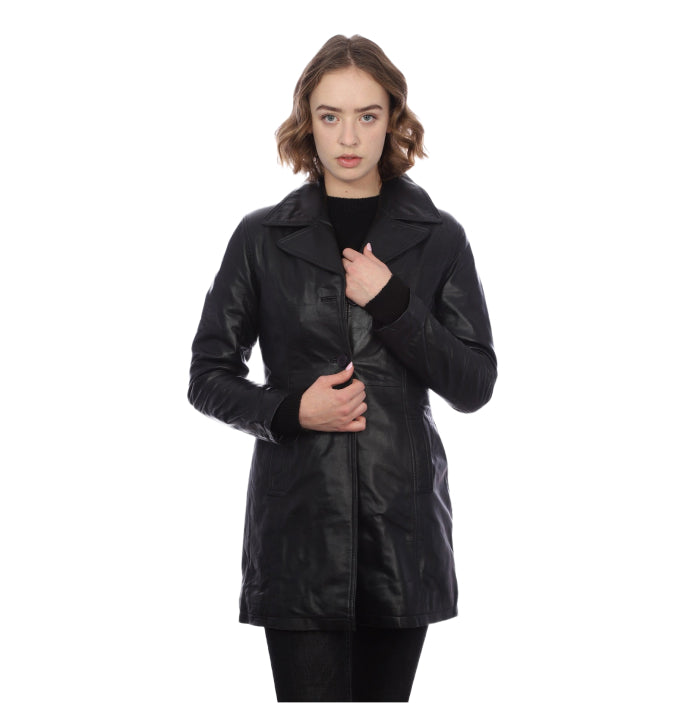 Cinched Leather Button Up