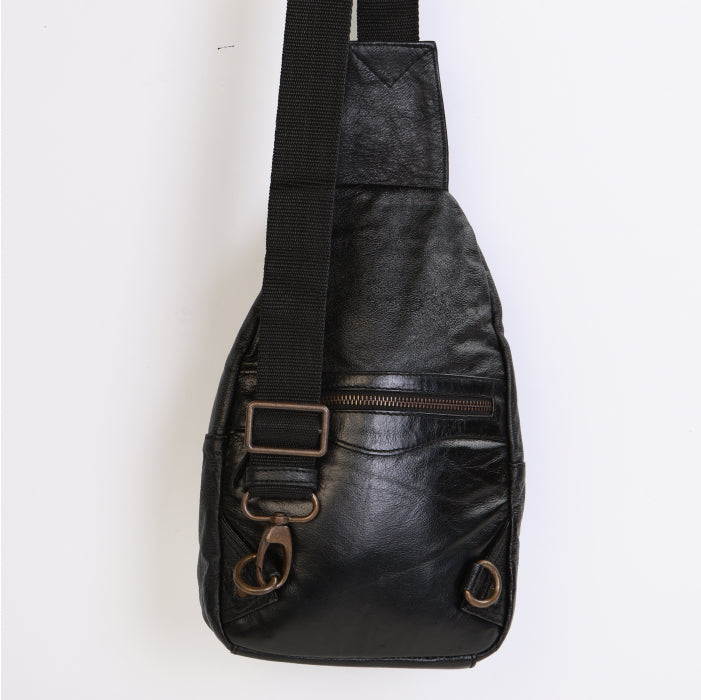 Leather Sling Bag - Black