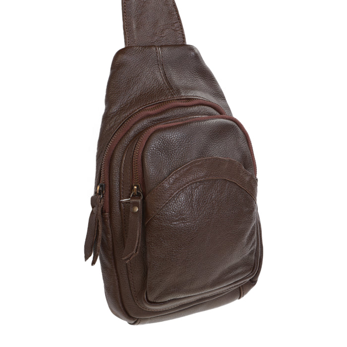 Leather Sling Bag - Brown