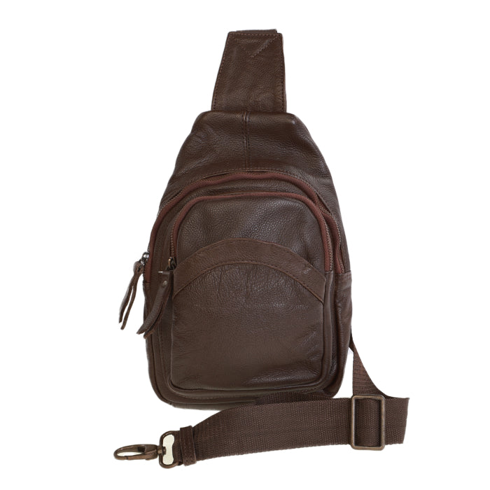 Leather Sling Bag - Brown