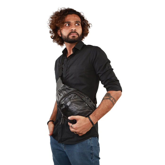 Leather Sling Bag - Brown