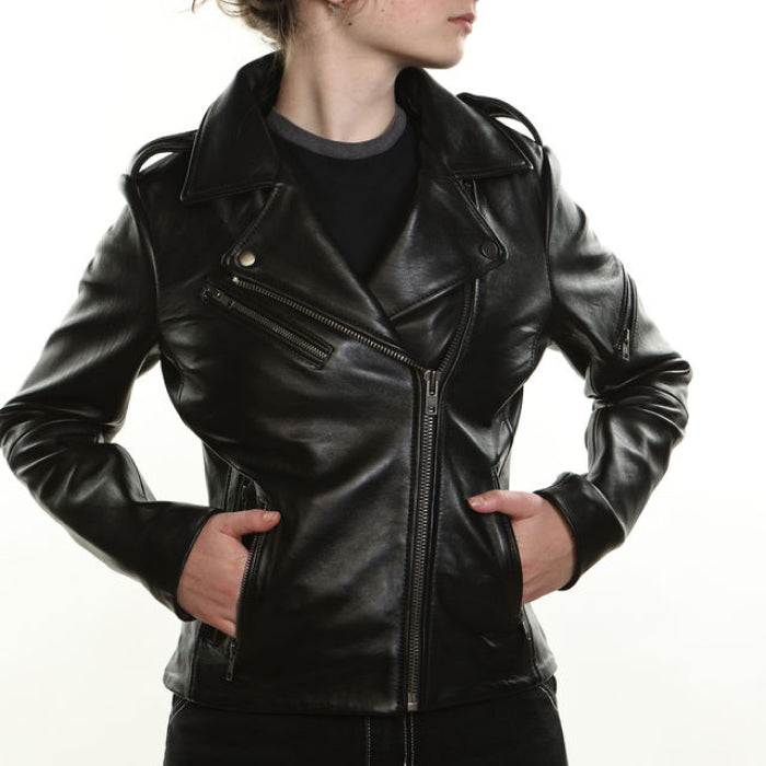 Rebel Ladies Biker Jacket - Black