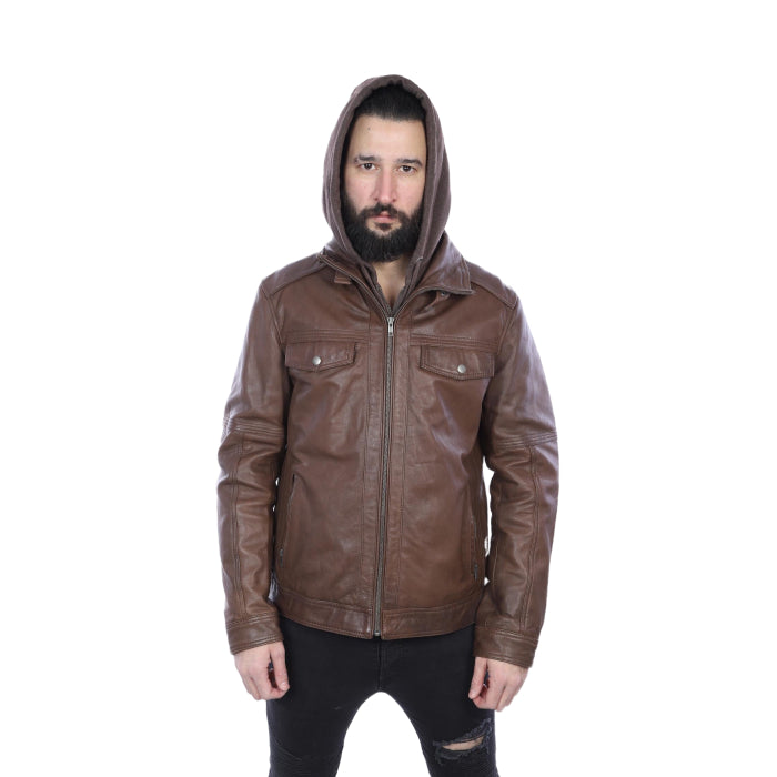 Leather Jacket With Hood