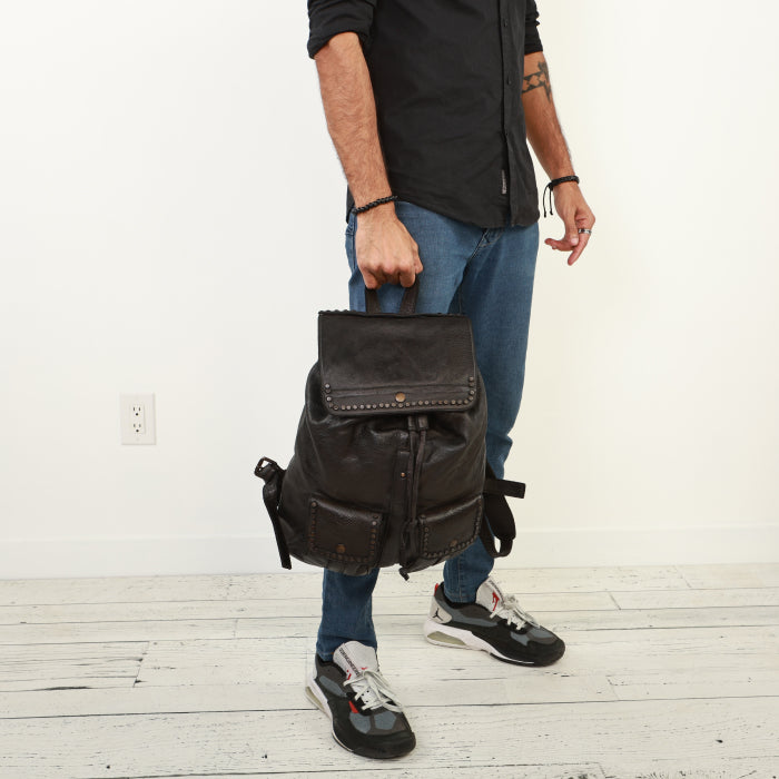 Classic Leather Backpack - Black