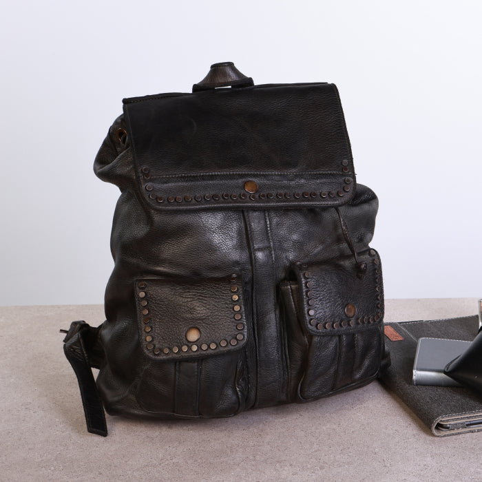 Classic Leather Backpack - Black