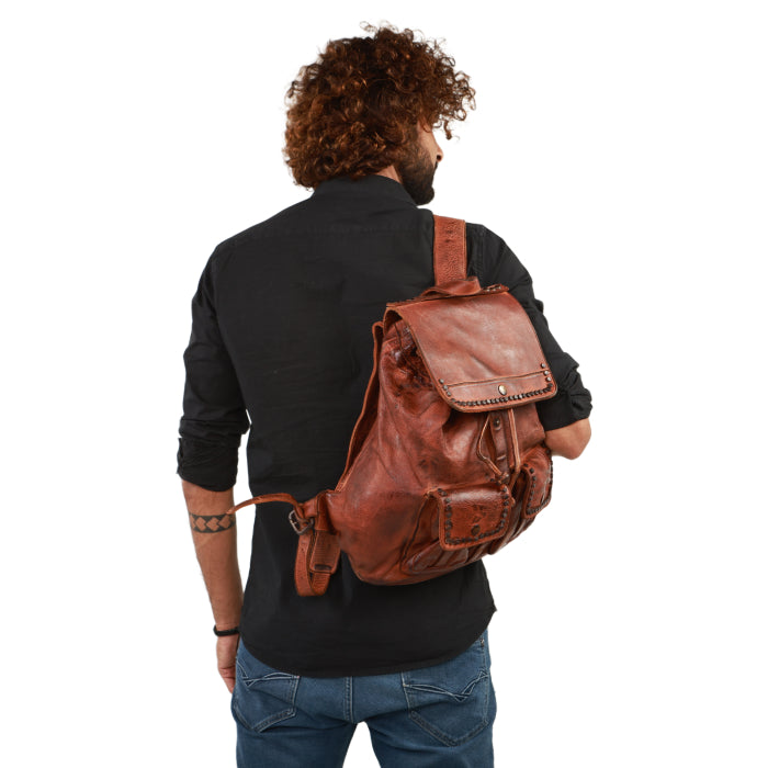 Classic Leather Backpack - Cognac