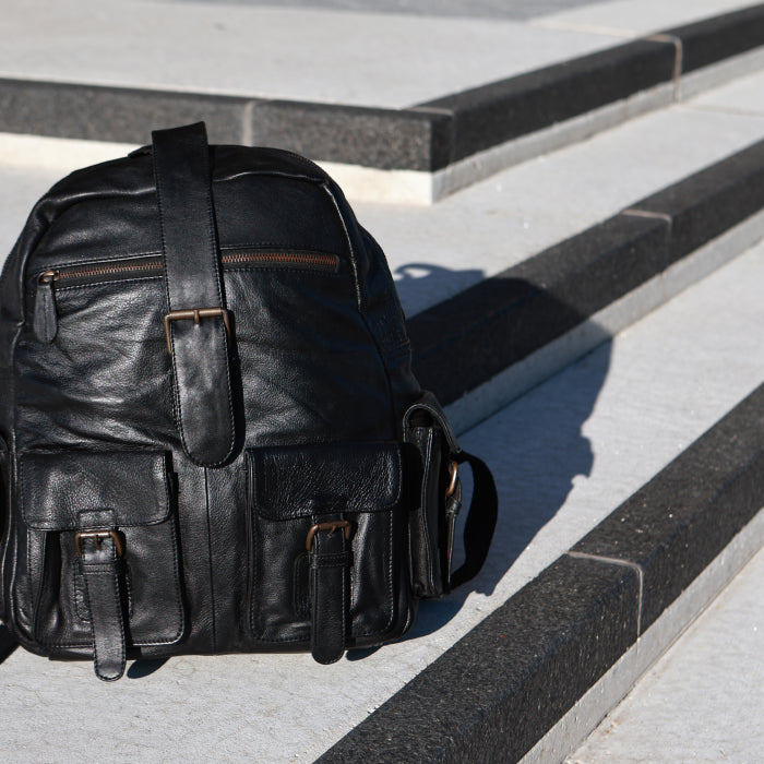 Urban Leather Backpack - Black