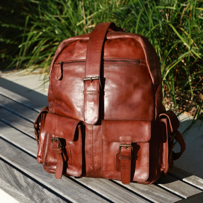 Urban Leather Backpack - Cognac