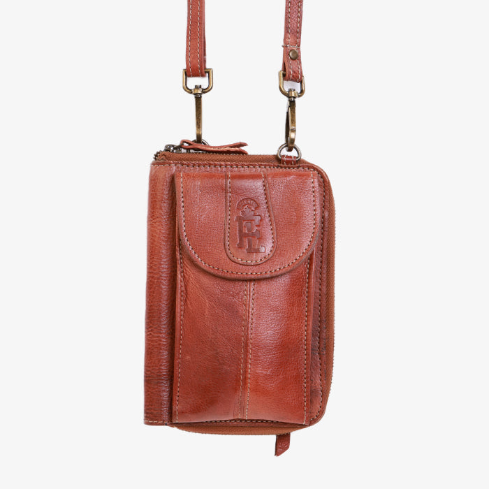 Small Leather Crossbody Wallet - Brown