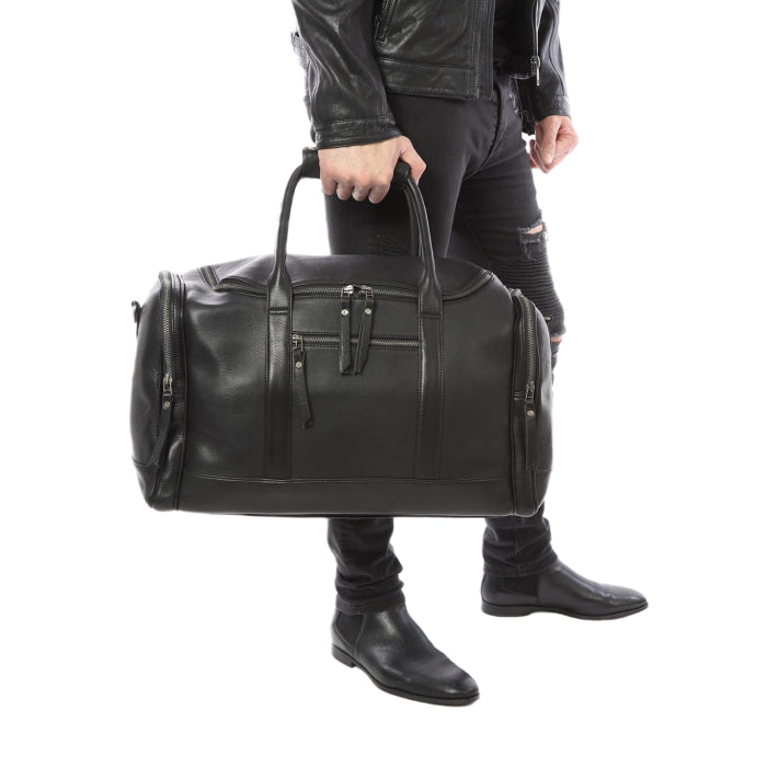 Black Leather Duffel Bag