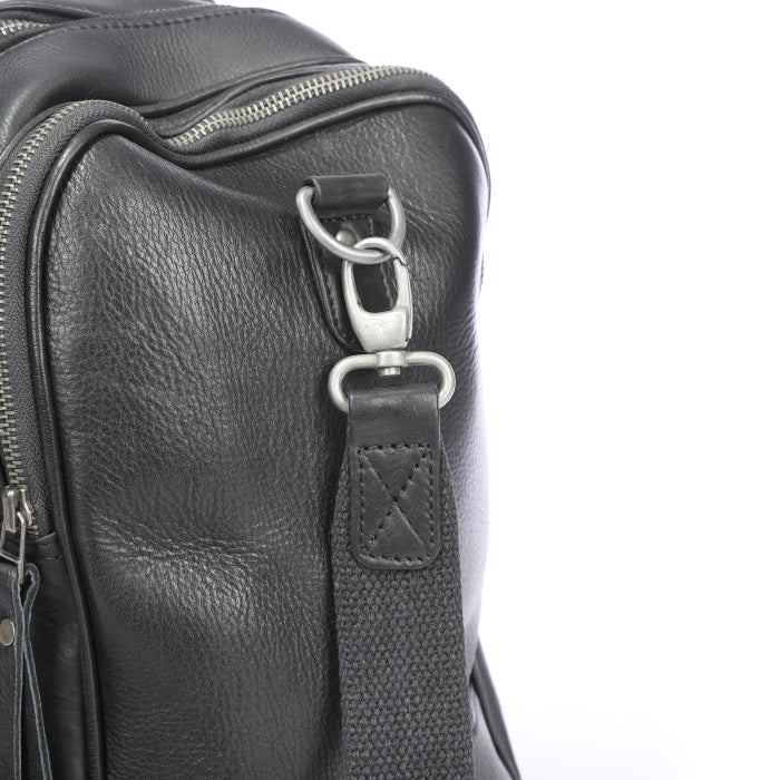 Black Leather Duffel Bag