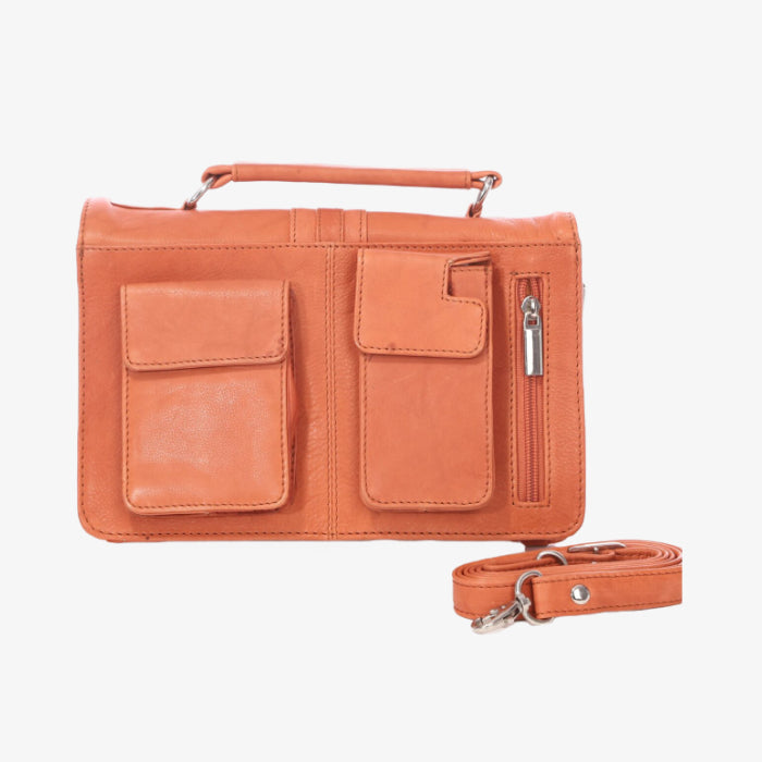 Leather Organizer With Exterior Pocket And Handle