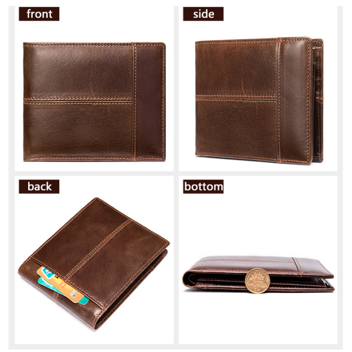 Factory Drop Shipping 8064 Accept Sample genuine leather wallet men Wallet Men Slim Leather with RFID Lining