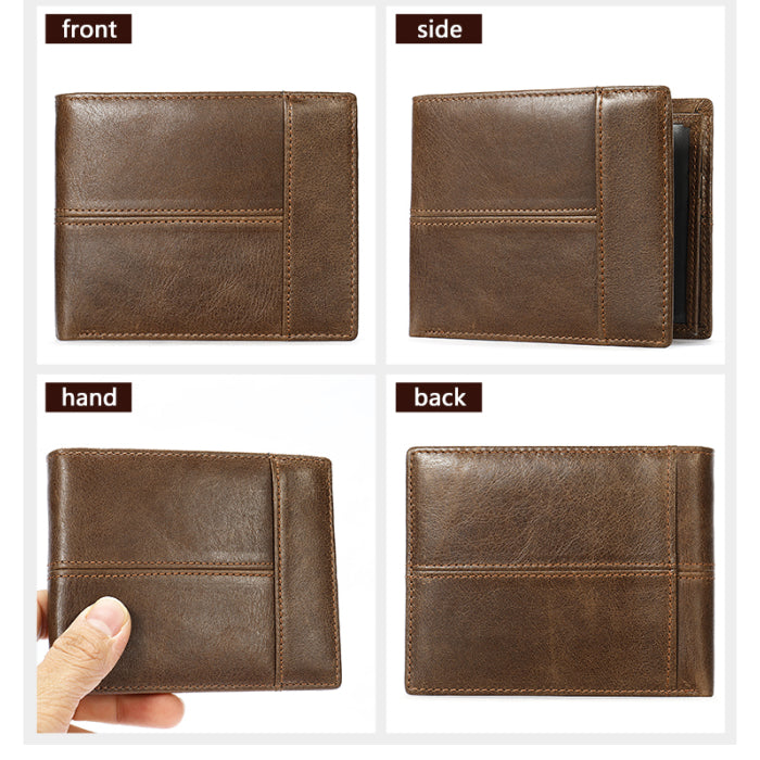 Factory Drop Shipping 8064 Accept Sample genuine leather wallet men Wallet Men Slim Leather with RFID Lining