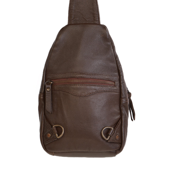 Leather Sling Bag - Brown